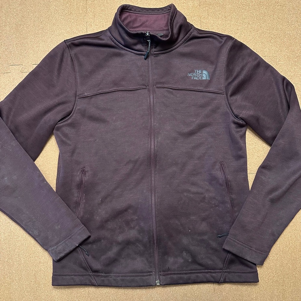 The North Face Fleece Jacket Mens M Burgundy Full Zip Mock Neck Hiking Active